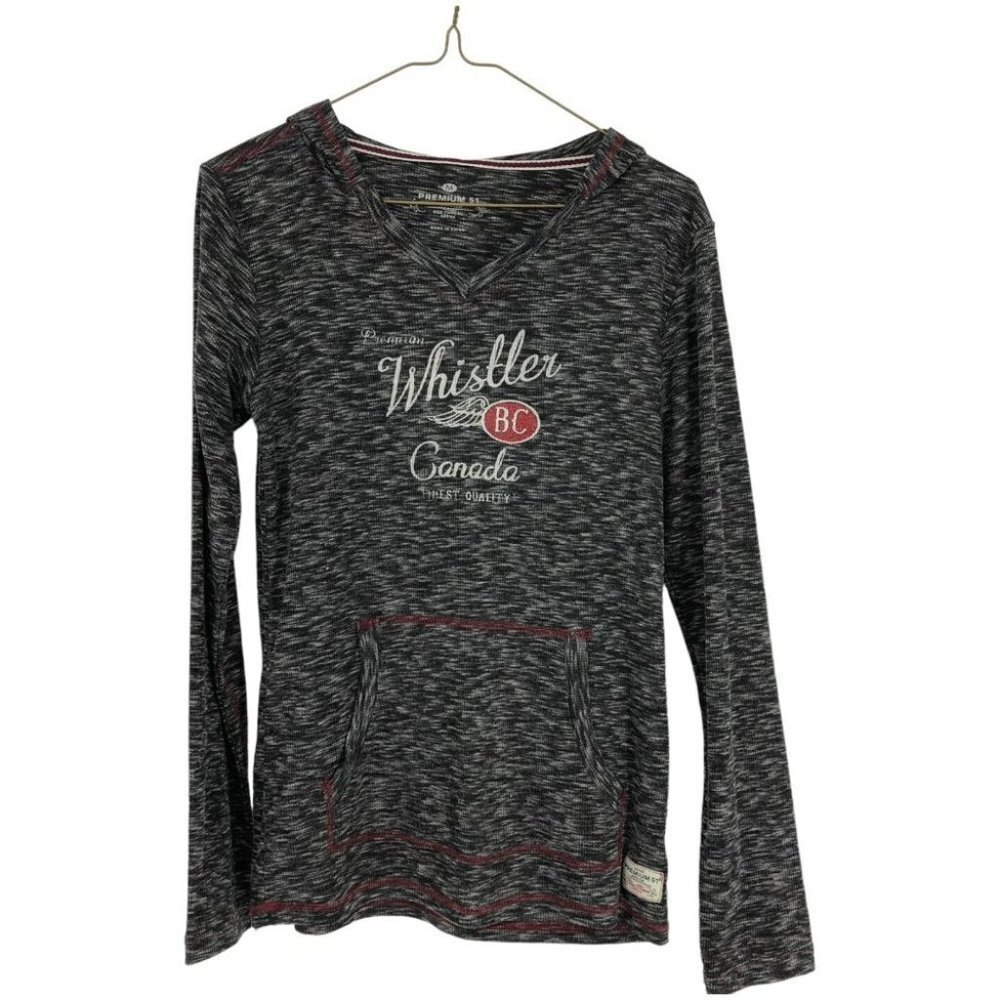 Premium 51 Grey Heathered Long Sleeve  Light Weight "Whistler" Print Hoodie M